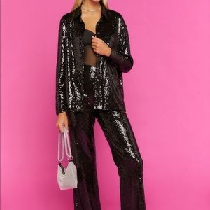 Sequin Shirt and Pants Set